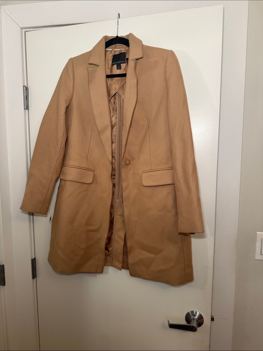 Banana Republic Tan Single-Button Wool-Blend Trench Coat